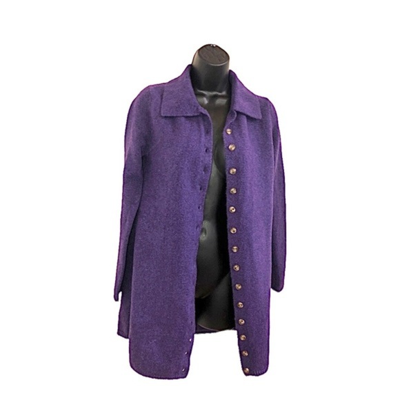 Zara purple knit fuzzy button down long cardigan jacket size medium brand new - Picture 13 of 16